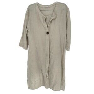 I Love Linen Womens 100% Italian Linen Dress Size S/M Lagenlook Oversized Beachy